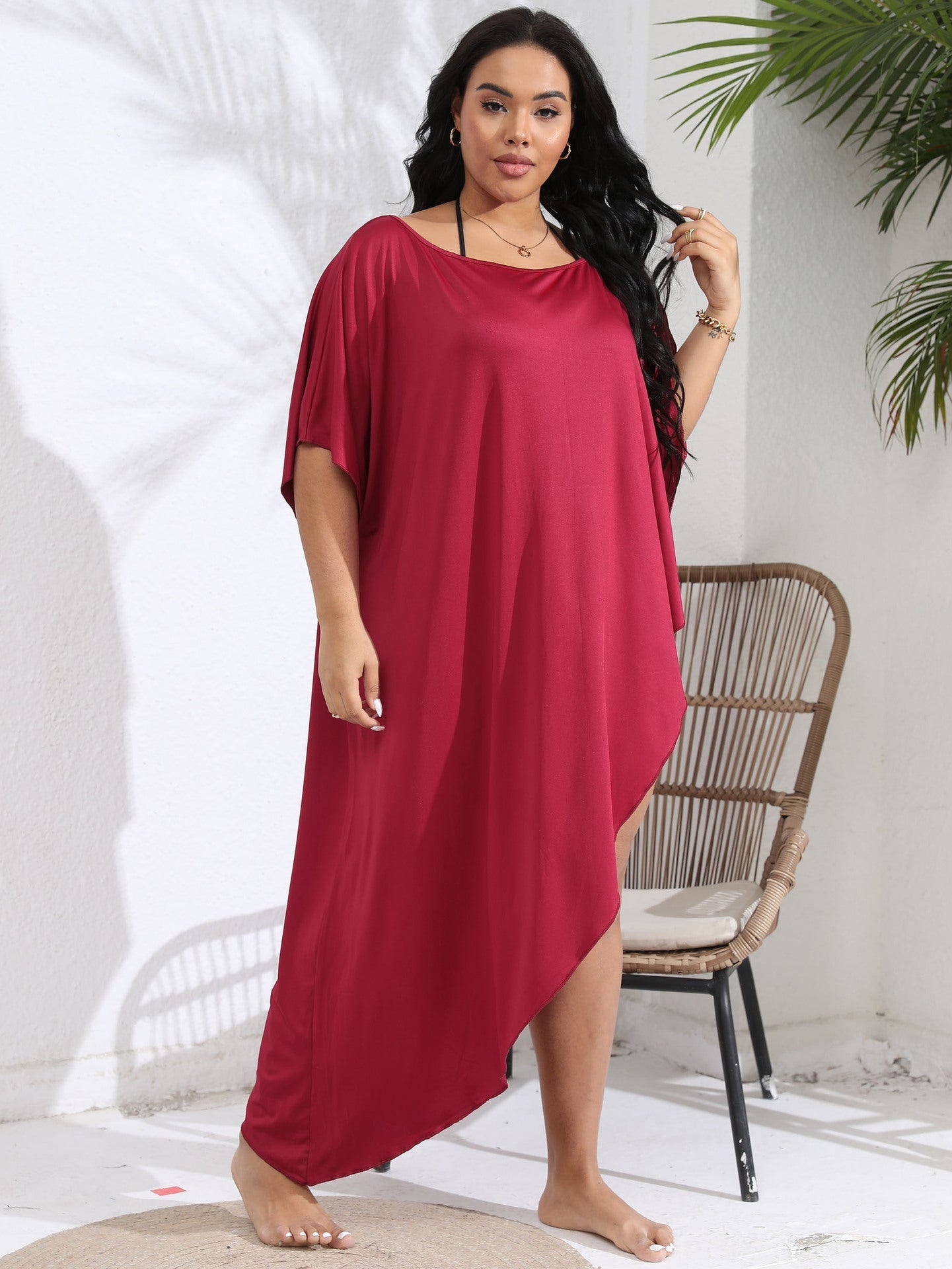 Women Vacation Beach Blouse plus Size Women Clothes off Shoulder Bikini Irregular Asymmetric Dress Bella Mia